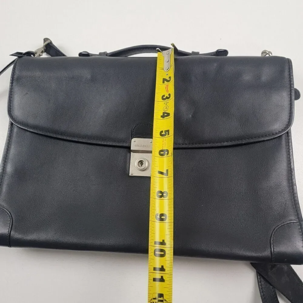 Cole Haan‎ Collection Black Leather Briefcase Messenger Bag Lawyer Bag Italy